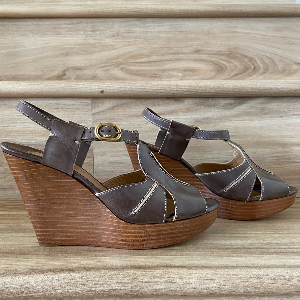 Chloe Leather and Wood Wedges